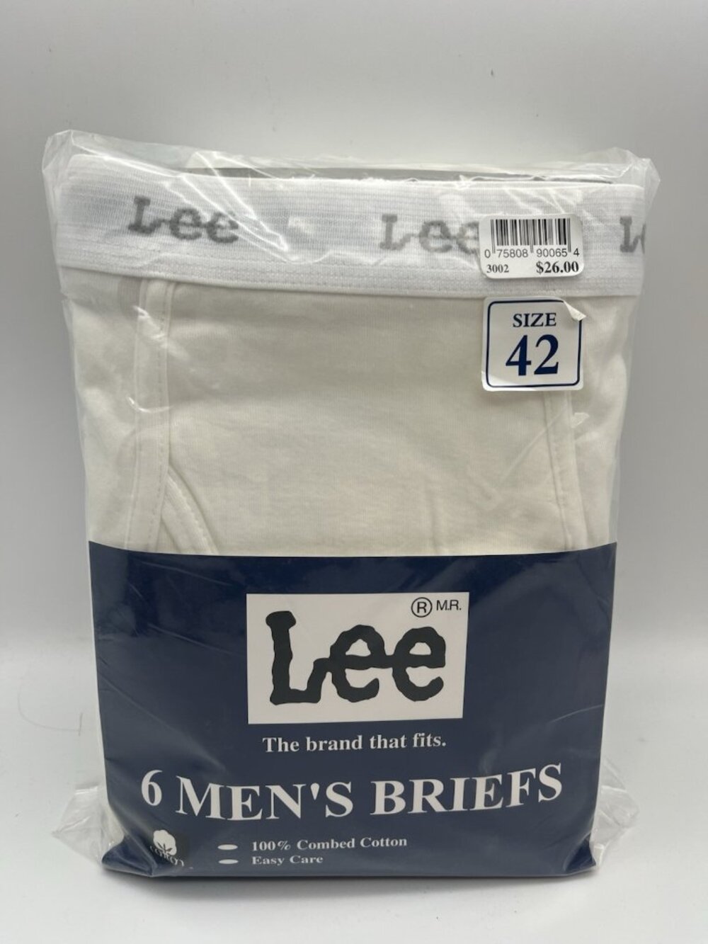 Vintage Lee Men's Briefs Size 42 White 6 Pack 100% Cotton NOS Sealed